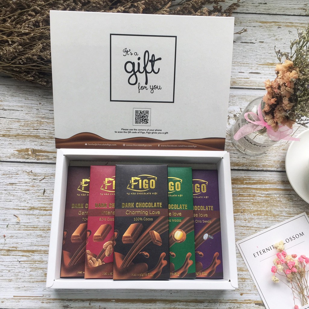 [CHÍNH HÃNG] Socola đen 70% cacao 50gram ăn vặt giảm cân Figo - Socola thương hiệu việt nam