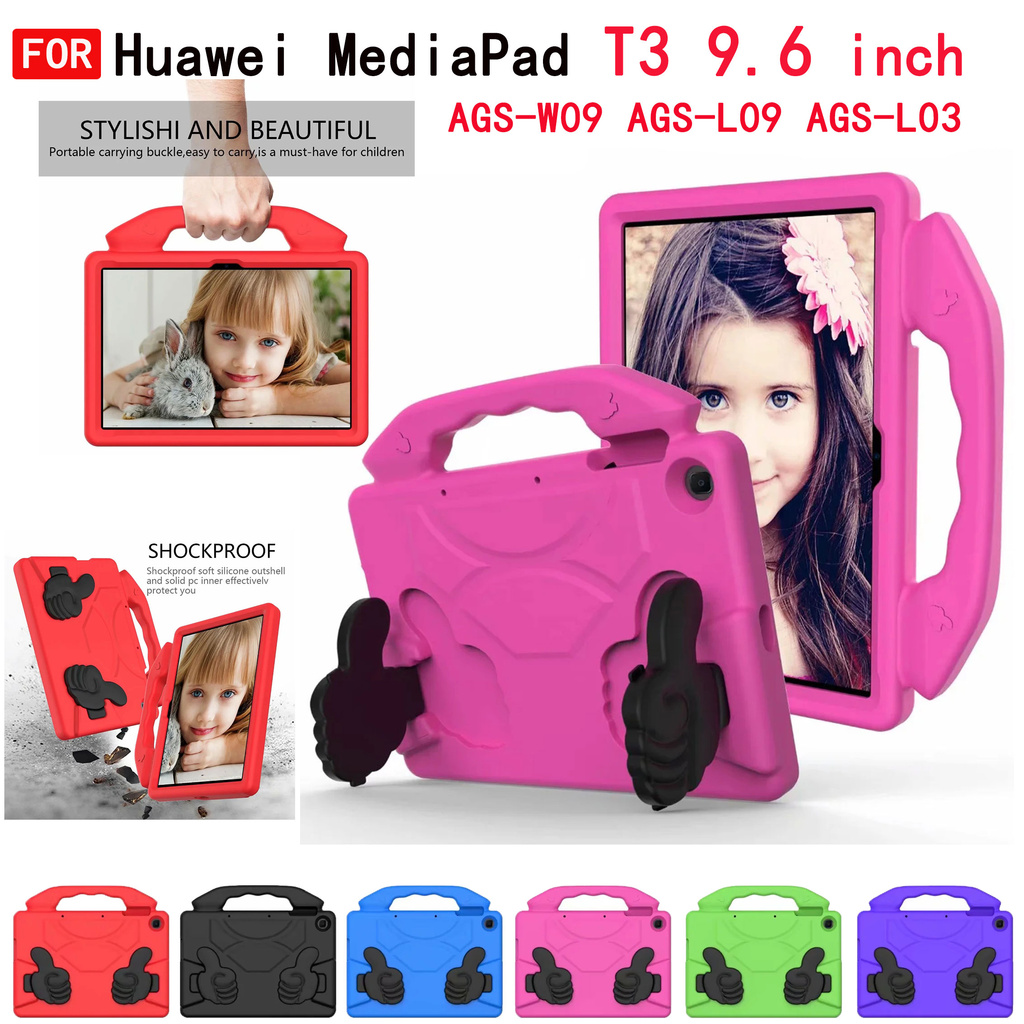 Huawei MediaPad T3 10 AGS-W09 AGS-L09 AGS-L03 9.6 inch Kids Friendly Handle Stand Case Safe Foam EVA Shockproof Cover