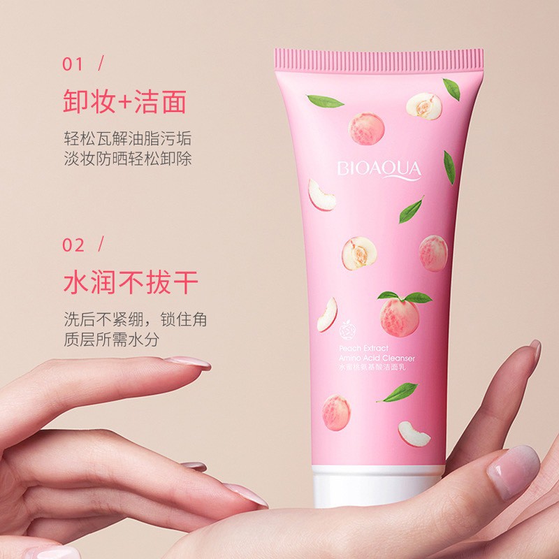 Sữa Rửa Mặt Dưỡng Ẩm Đào Tươ BIOAQUA Peach Cleanser 100ml