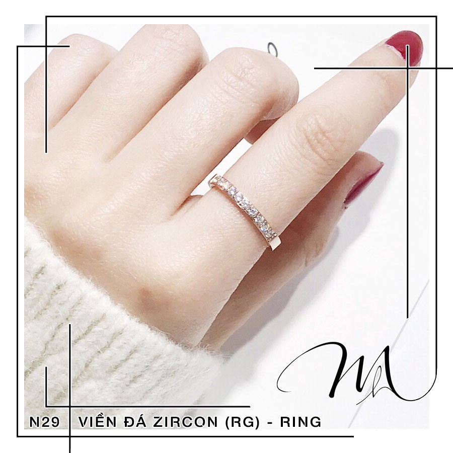 Nhẫn nữ đính đá trắng tinh tế Titan không gỉ siêu bền màu - N29