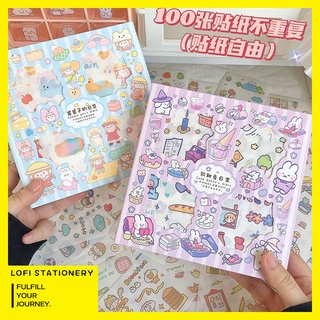 LOFI 100 tờ / hộp cute stickers nhãn dán dễ thương Hình dán Nhật ký Trang trí Sổ lưu niệm