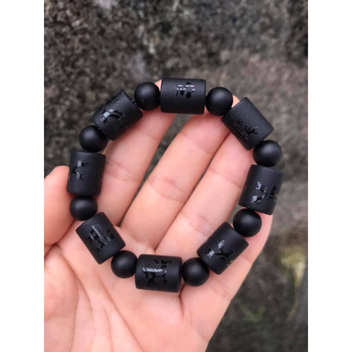 VÒNG TAY TRÚC CHẠM RỒNG ĐÁ NÚI LỬA ĐEN