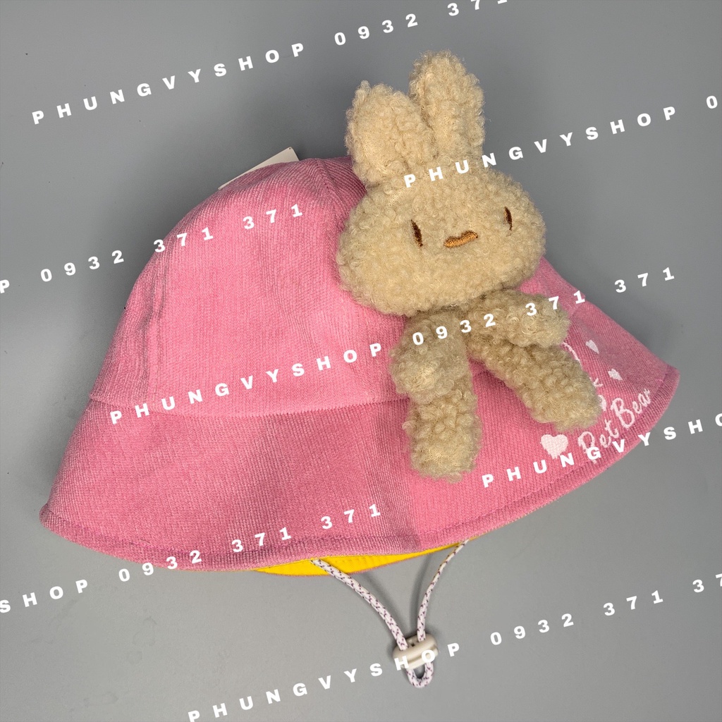 Bé 2.5-6 Tuổi/ Vòng đầu 52cm_ Mũ Bo cực dễ thương GẤU PET BEAR- Nón Tai bèo