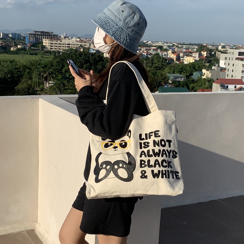 Túi tote vải đi học họa tiết dễ thương chất canvas mềm đẹp giá rẻ