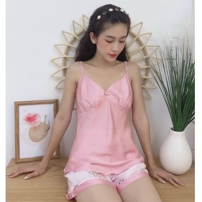 Đồ Bộ Mặc Nhà Đồ Ngủ Lụa Latin Quần Đùi Hàng Có Size 75kgGiảm 10K Đơn 200K