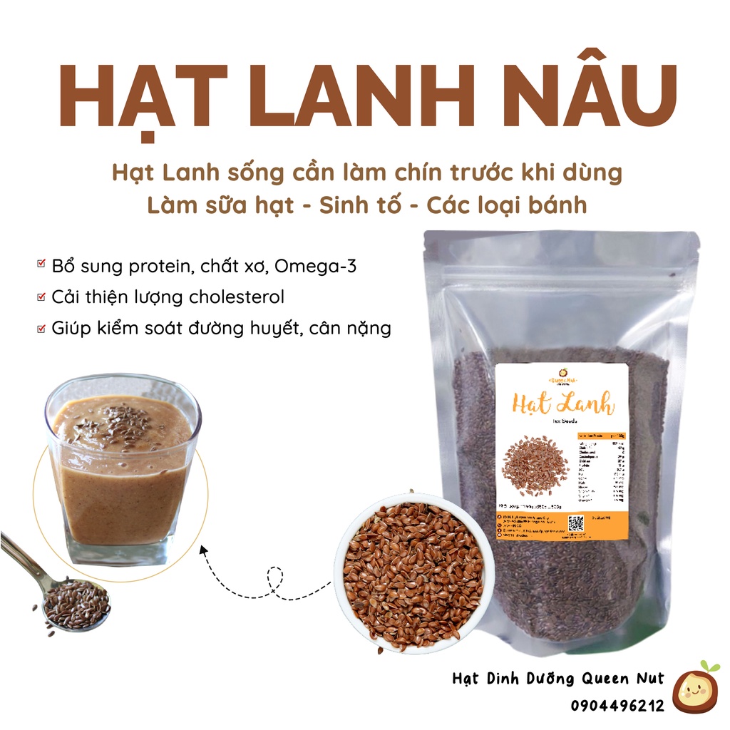 Hạt Lanh Nâu Sống 500G - làm bánh, sinh tố, sữa