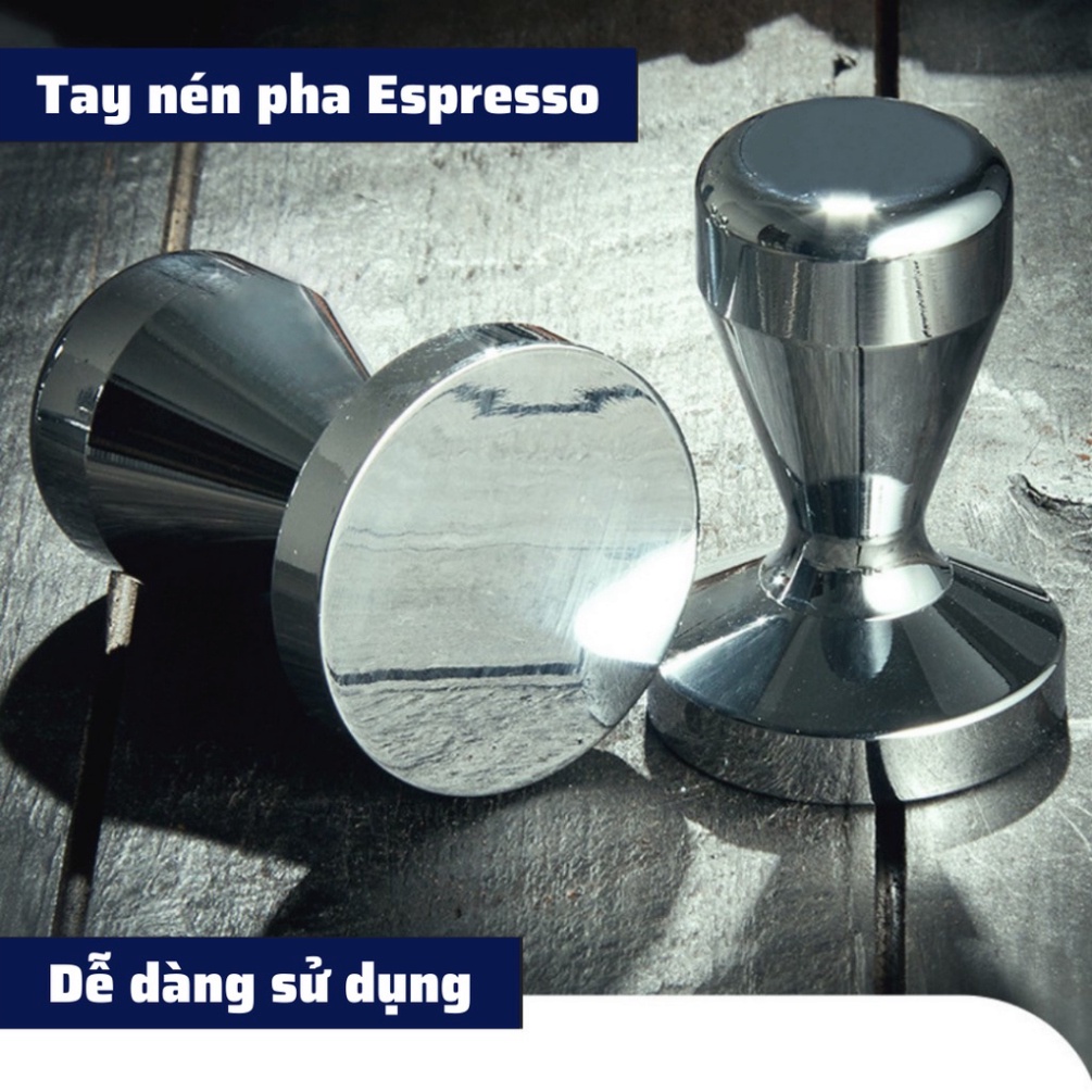 Tay Nén Tamper 58mm dụng cụ nén cà phê pha Espresso cafe Arabica Inox cao cấp tay nén café đường kính 58m