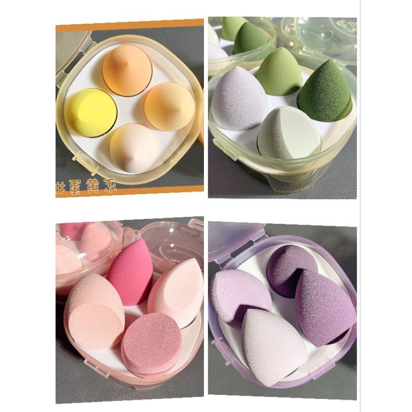 MÚT TRANG ĐIỂM - TÁN KEM NỀN- SET 4 MÚT GẤU HỘP ĐỰNG MẪU MỚI