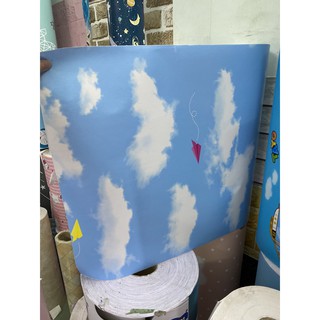 1m x 45cm rộng Giấy dán tường ( có sẵn keo ) - BÀU TRỜI MÂY TRẮNG