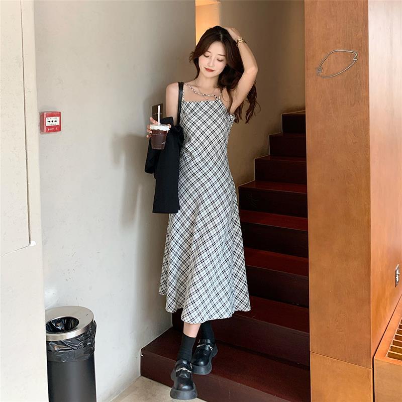 Set Áo Khoác Vest Và Chân Váy Họa Tiết Caro Phong Cách Pháp Thời Trang Mùa Thu Cho Nữ