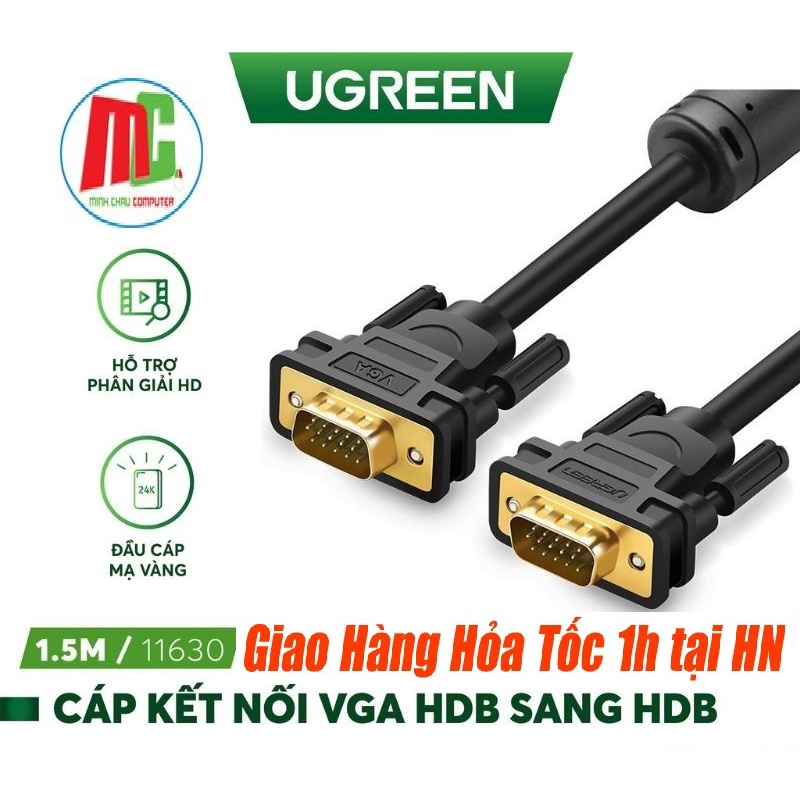 Cáp VGA Dài 1,5m Ugreen 11630 - Hàng Chính Hãng