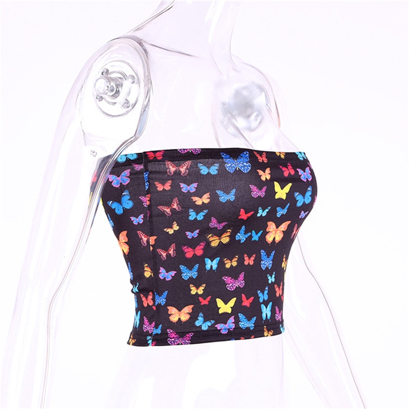 Áo ống hoạ tiết bướm thiết kế trễ vai quyến rũ cho nữ | BigBuy360 - bigbuy360.vn