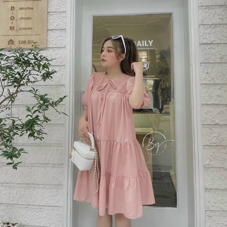 Đầm Nữ Babydoll Màu Hồng Phấn Xinh Xắn Chất Liệu Kate Xịn Thời Trang Nữ  Màu Sắc Nhã Nhặn