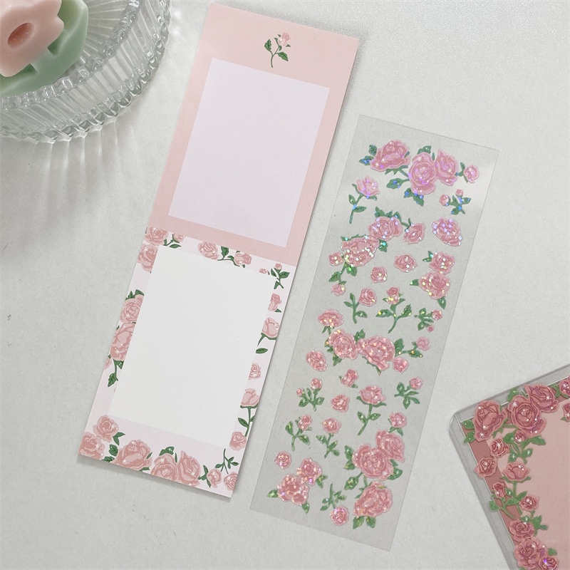 Steve Hình Dán Hoa Hồng Kim Tuyến Trang Trí Ảnh Polaroid Polcos Toploader Phong Cách Hàn Quốc
