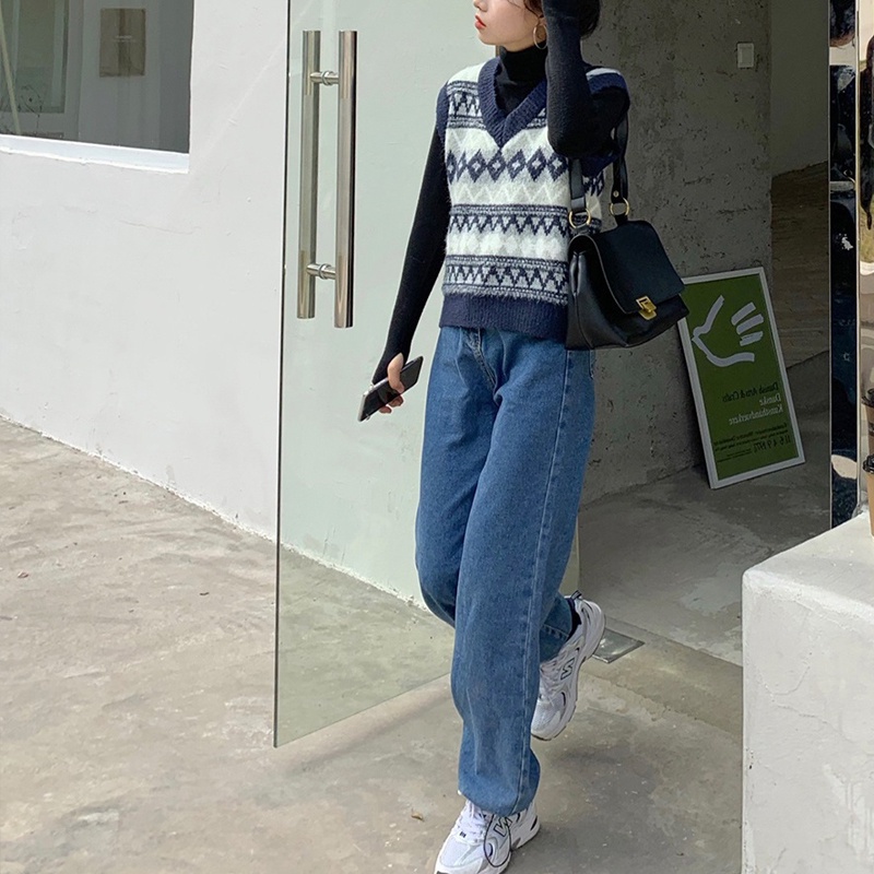 Áo dệt kim không tay cổ chữ v thời trang cho nữ