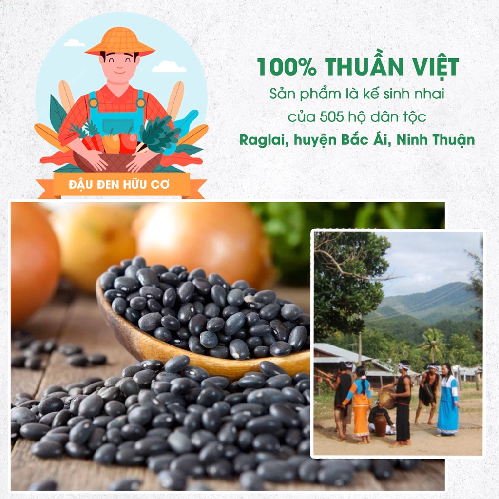 Hạt Đậu Đen (Đỗ Đen) Xanh Lòng Hữu Cơ, không biến đổi Gen, loại bở ngon, hạt chắc, tốt cho sức khỏe