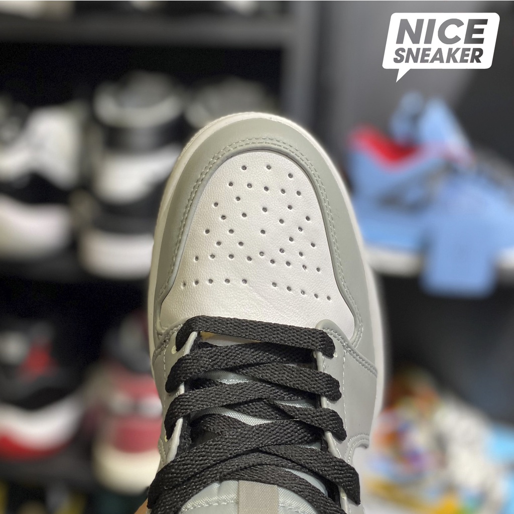 Giày Nike Air Jordan 1 Mid Light Smoke Grey ( xám/trắng/đen ) - Phiên bản 1:1 chuẩn | Nice Sneaker .