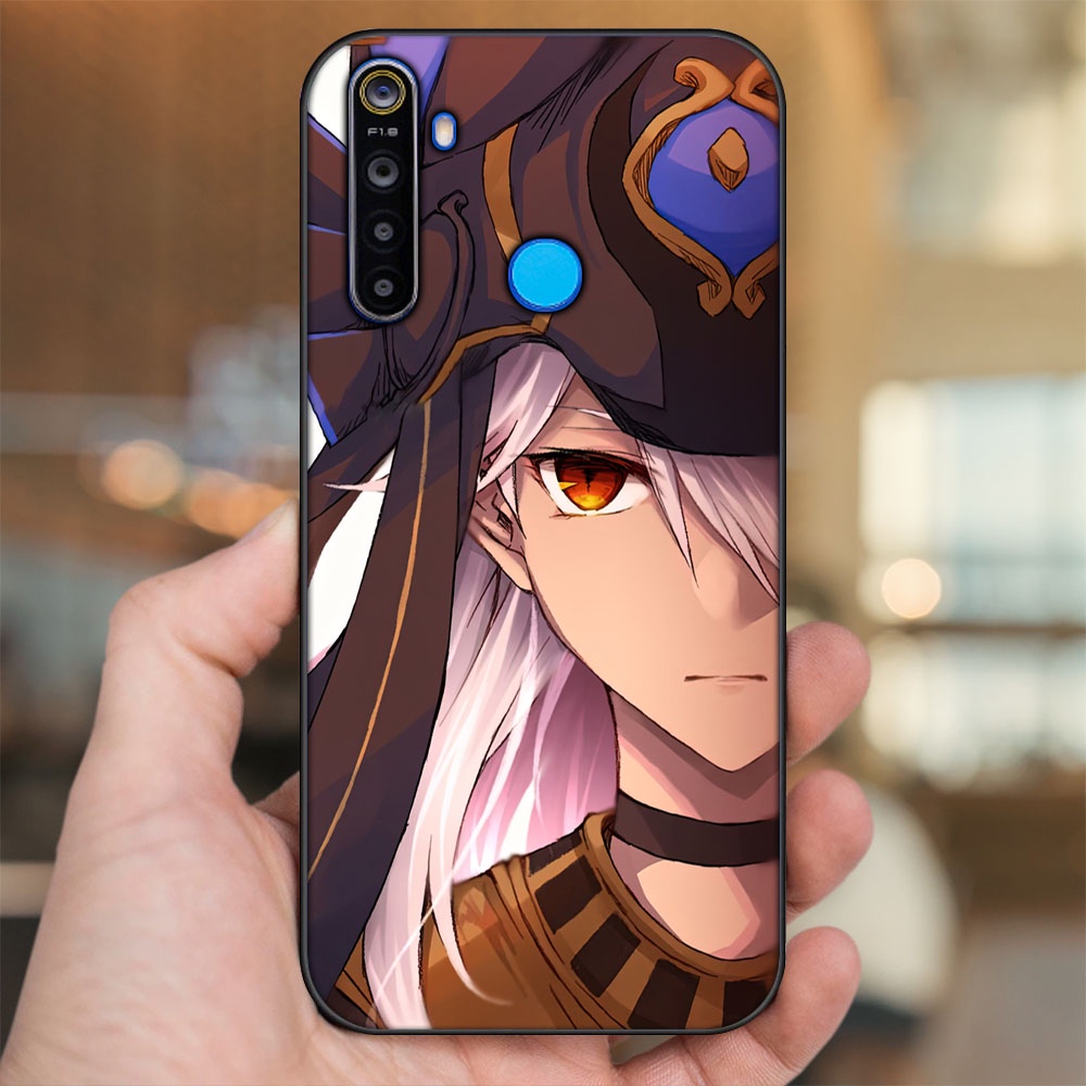 Ốp lưng Realme 5, 5 Pro viền đen in hình Cyno Genshin Impact