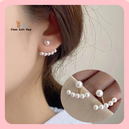 Bông tai hạt hình mặt trăng khuyết , Khuyên tai hạt [CHUỘT LƯỜI SHOP]