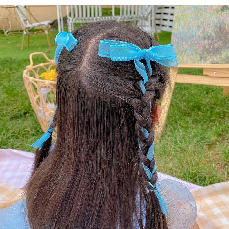 Set 5 Dây Cột Tóc Đính Nơ Ruy Băng Dễ Thương Dành Cho Bé Gái