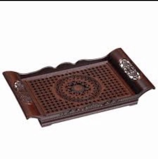 Siêu rẻ- khay trà nhựa giả gỗ cao cấp bền đẹp- khay trà cuốn có tay cầm