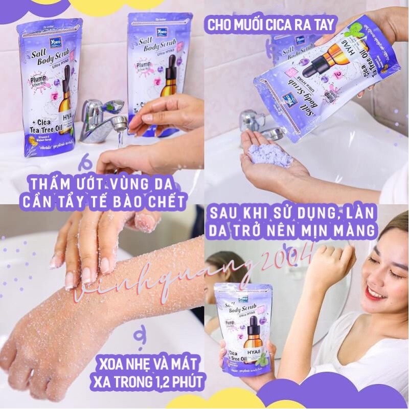 Muối tắm YOKO tẩy tế bào chết tinh chất 8 loại Hyaluronic- YOKO GOLD SALT BODY SCRUB ULTRA HYA8 350g.