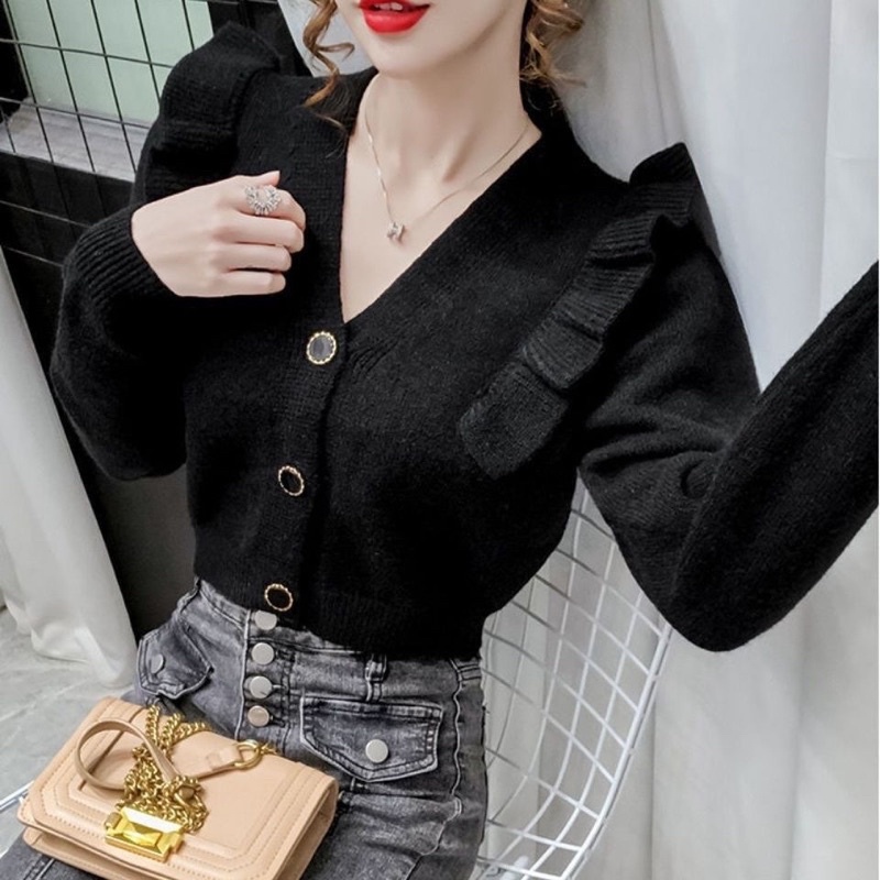 Áo Len Nữ, Áo Len Croptop Cánh Tiên Hàng Quảng Châu Loại 1
