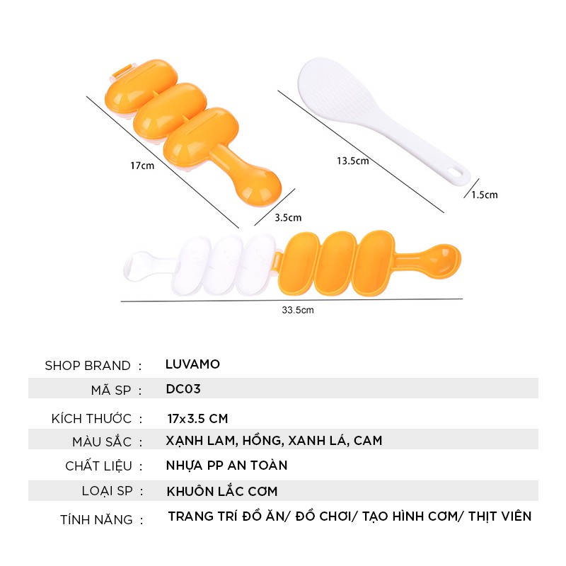 Khuôn cơm cho bé lắc tạo hình viên giúp bé ăn ngon DC03