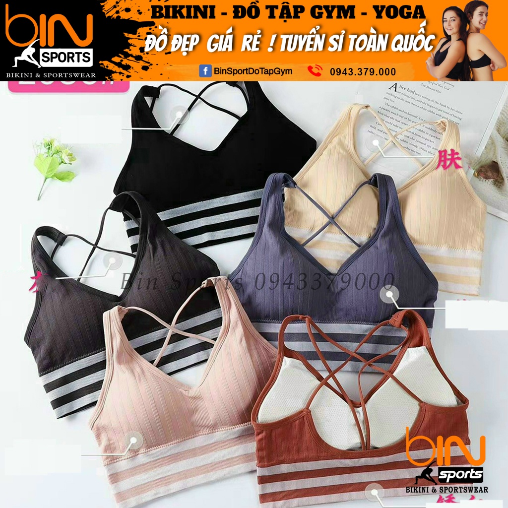 Aó Bra Nữ Tập Gym Yoga Aerobic thể thao dệt kim quảng châu kèm mút lót Freesize Bin Sports A172