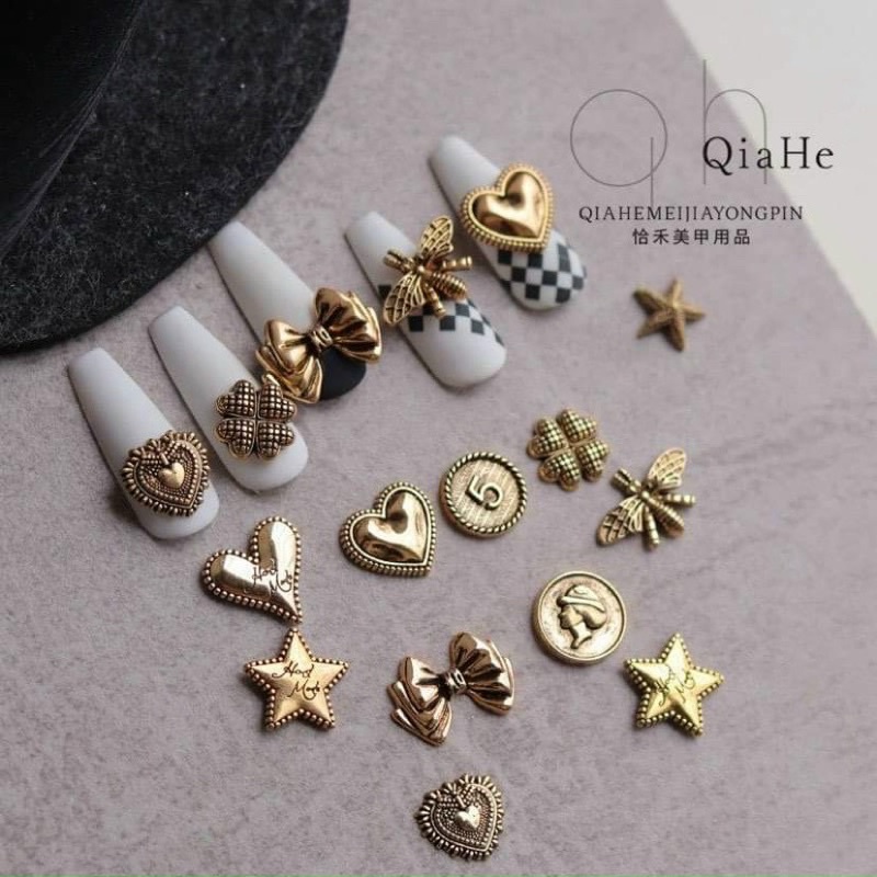 Set charm đồng , charm kim loại gắn móng nail HOT