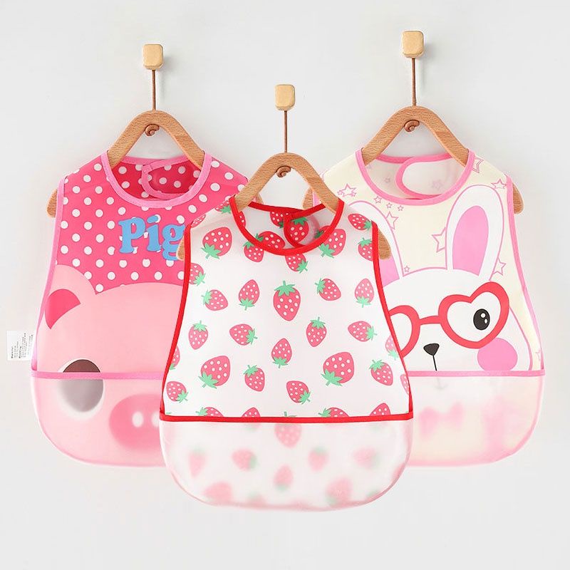 Yếm Ăn Dặm Nilong Quai Dán, Có Máng Hứng Đồ Ăn