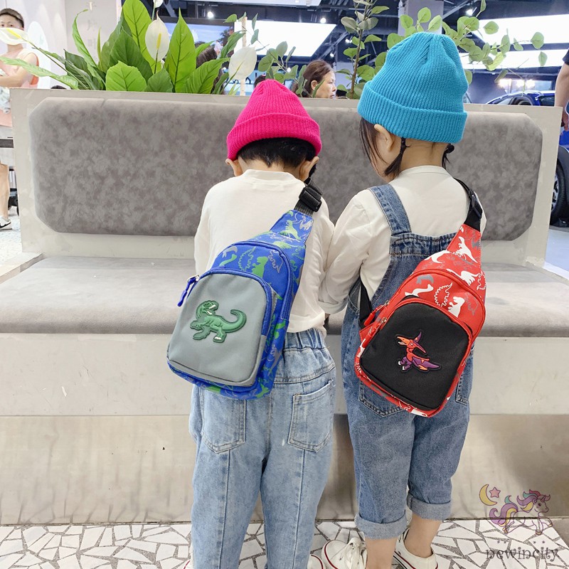 Túi Đeo Vai Màu Trơn Họa Tiết Khủng Long Dễ Thương Cho Bé