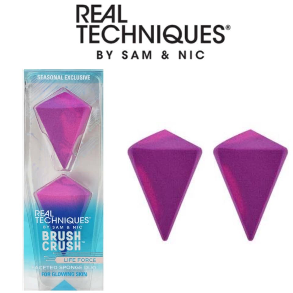 Real Techniques - Set 2 Mút Trang Điểm Real Techniques Brush Crush Life Force Sponge Duo