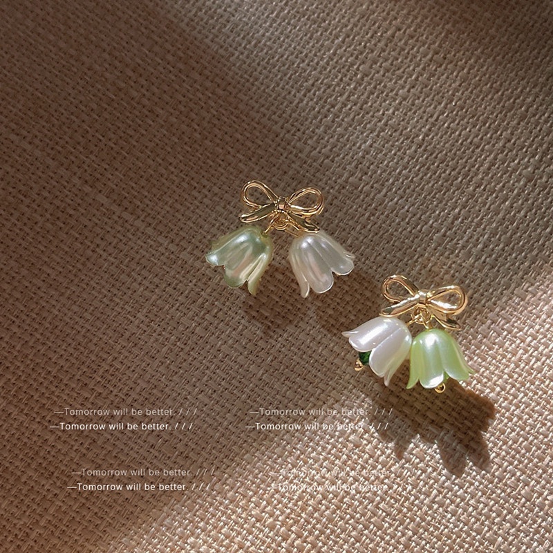 Đôi Bông Tai Hoa Tulip Thắt Nơ Thời Trang Hàn Quốc