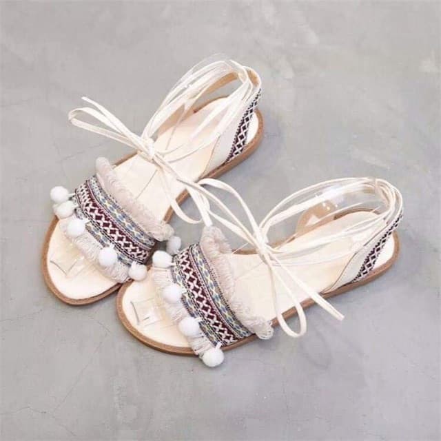 [Freeship đơn từ 150K] Giày sandal cột dây chiến binh thổ cẩm Giày Xinh Giá Rẻ