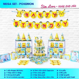 Set Mega Trang Trí Sinh Nhật Chủ Đề POKEMON
