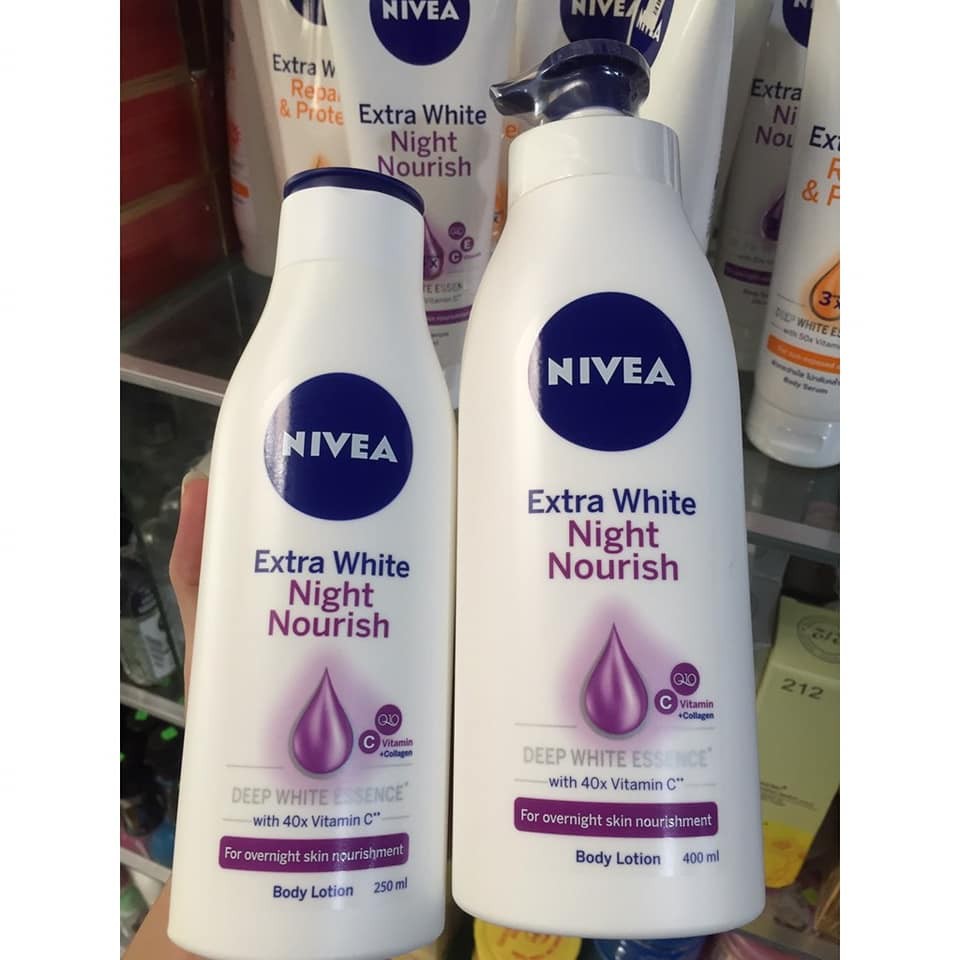 Sữa Dưỡng Thể Dưỡng Trắng Da Ban Đêm Nivea Extra White Night Nourish Body Lotion 400ml - Tím - 88126