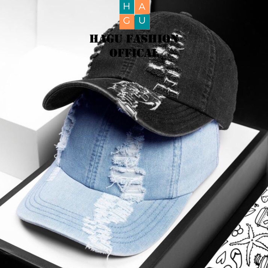 Mũ lưỡi trai Nón kết Jean chất xịn Rách Hagu 374 phong cách Ulzzang form unisex nam nữ