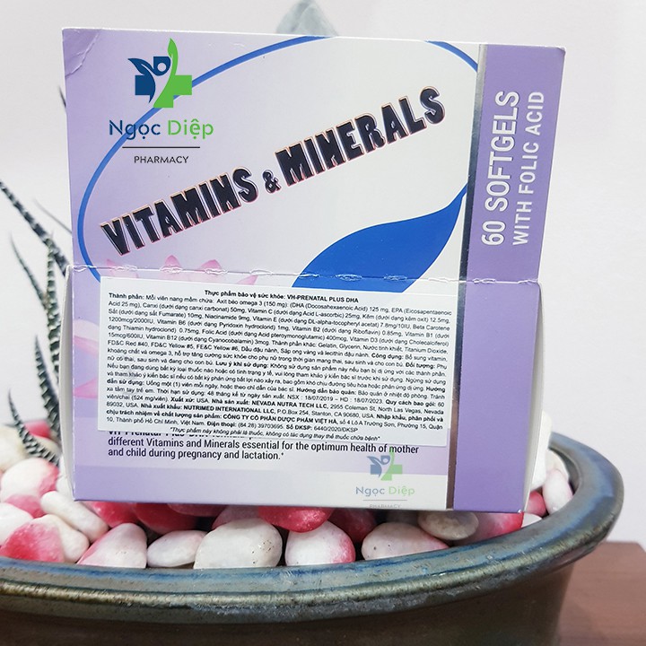 [Hàng Mỹ] Viên uống Vitamin bà bầu VH - Prenatal Plus DHA hộp 60 viên nhập khẩu chính hãng date 2023