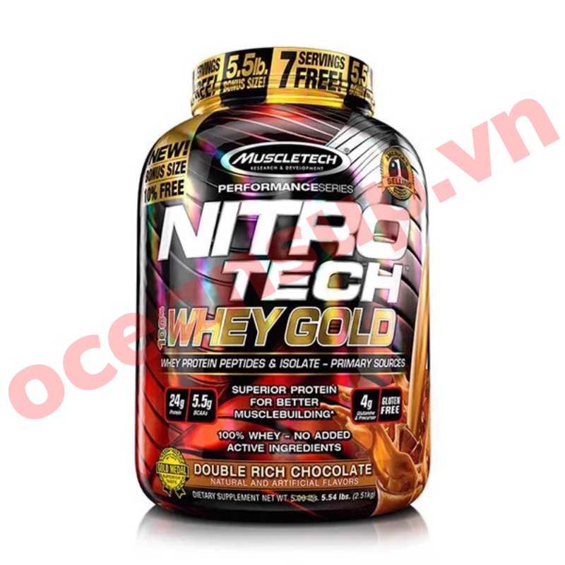 Muscletech Nitro Tech Whey Gold Sữa Tăng Cơ 100% Whey Gold Tinh Khiết 97% Hộp 5.5lbs (2.5Kg)
