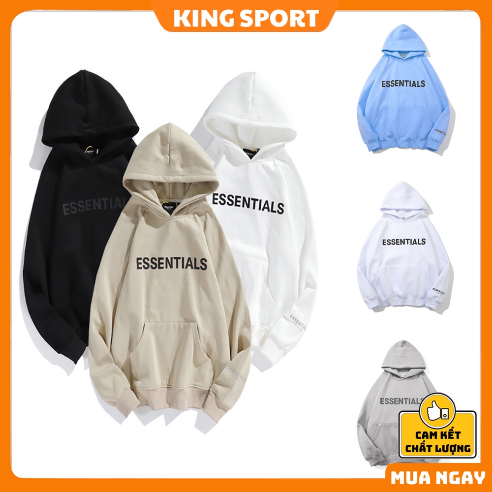 Áo hoodie essentials nữ form rộng vải nỉ mềm mịn ấm áp khoác ngoài cao cấp unisex trơn nhiều màu KING SPORT | BigBuy360 - bigbuy360.vn