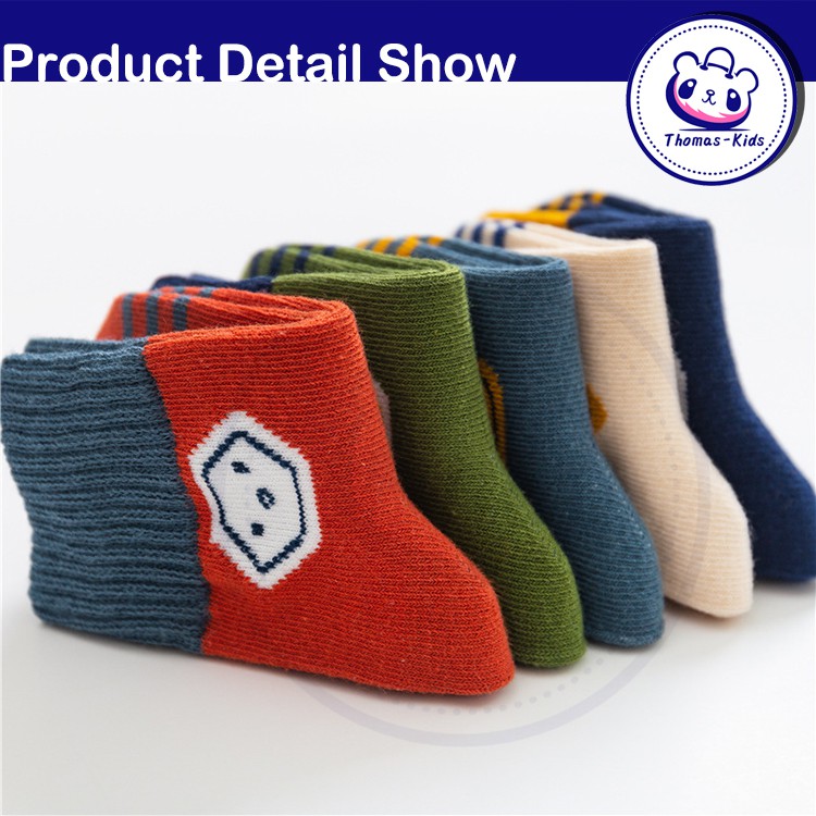 Set 5 Đôi Vớ Cotton Thoáng Khí Kháng Khuẩn In Họa Tiết Hoạt Hình Hợp Thời Trang Cho Bé 1-12 Tuổi