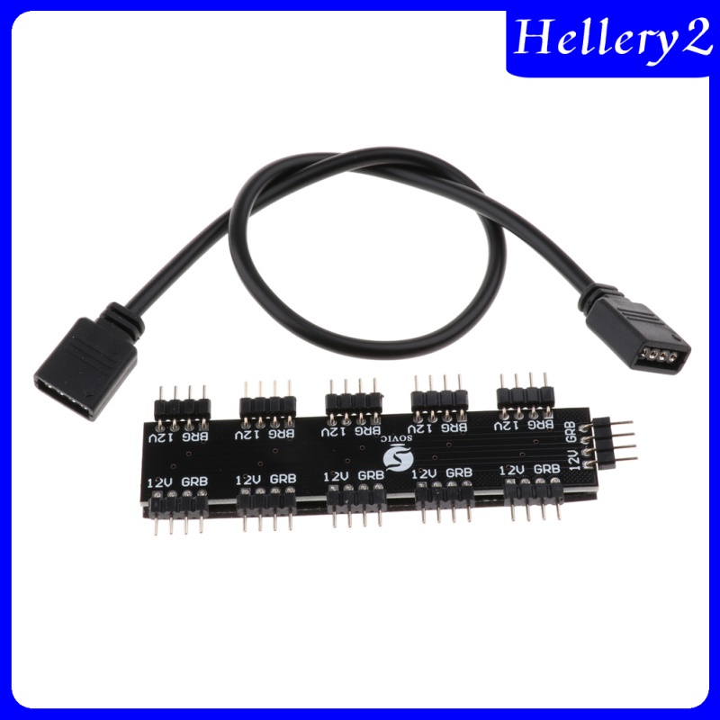 10 In 1 Computer Case RGB Fan Hub Controller LED Light Splitter 4Pin 12V