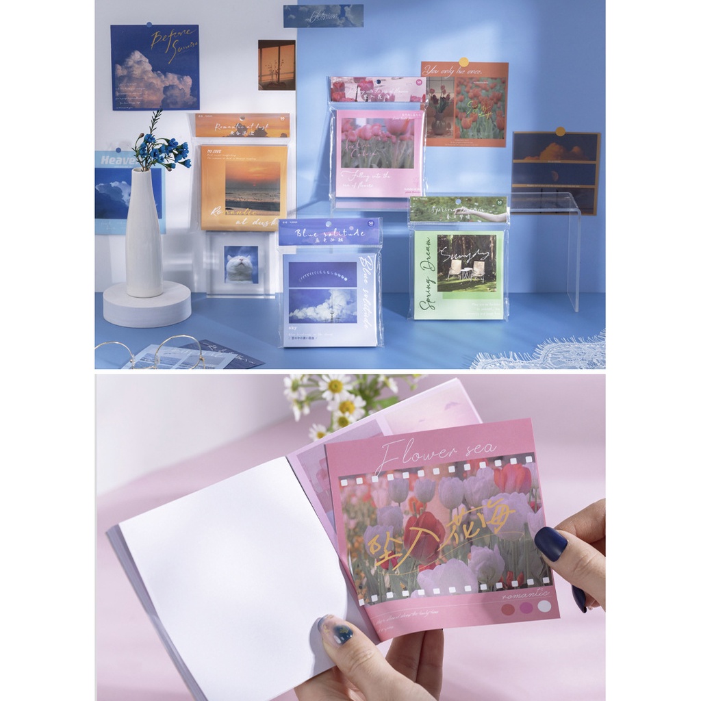 Tập sticker 50 tấm MIAO'S LITTLE FOREST bộ 50 hình dán ảnh phong cách aesthetic trang trí sổ tay bullet journal MST2208