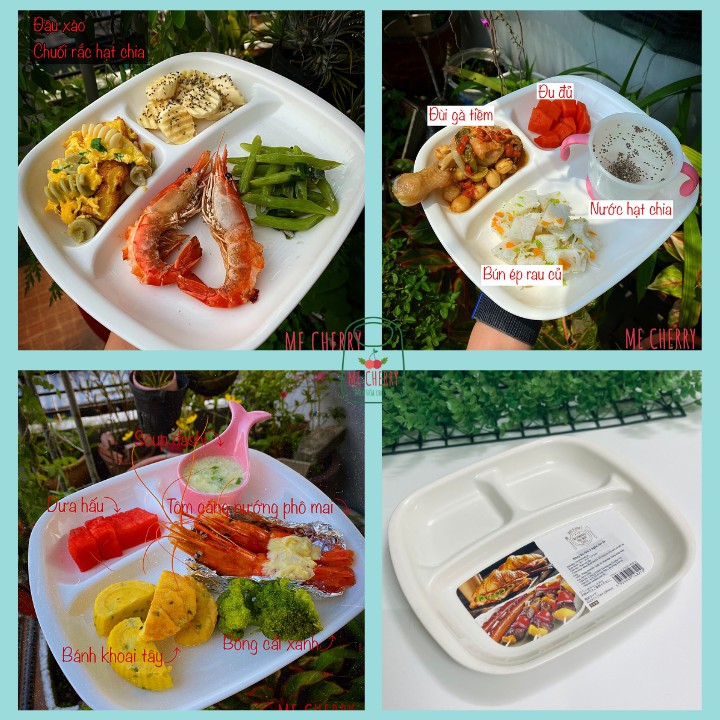 Khay ăn dặm cho bé Nakaya 3 ngăn màu Trắng cho bé - Hàng nội địa Nhật