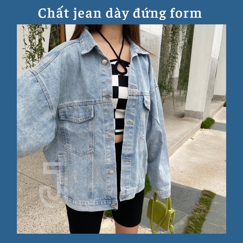 Áo khoác bomber nam nữ form rộng, áo jacket oversize chất jean đẹp dáng unisex