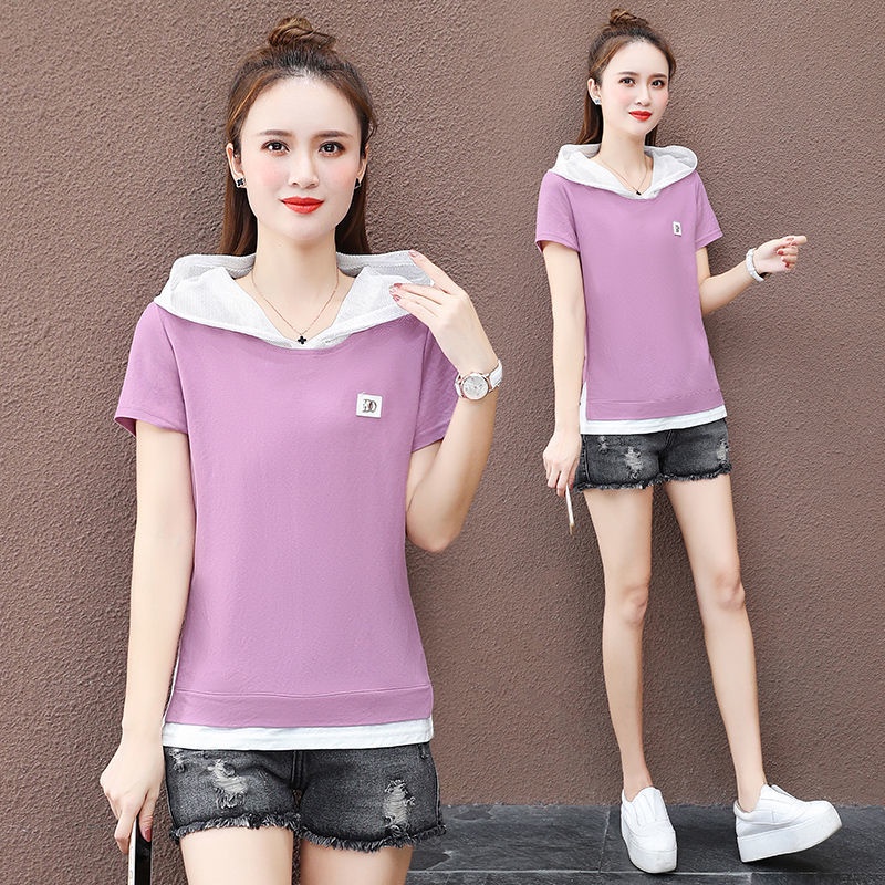Áo Thun Tay Ngắn Có Mũ Trùm Dáng Ôm Thời Trang Mùa Hè Phong Cách Mới