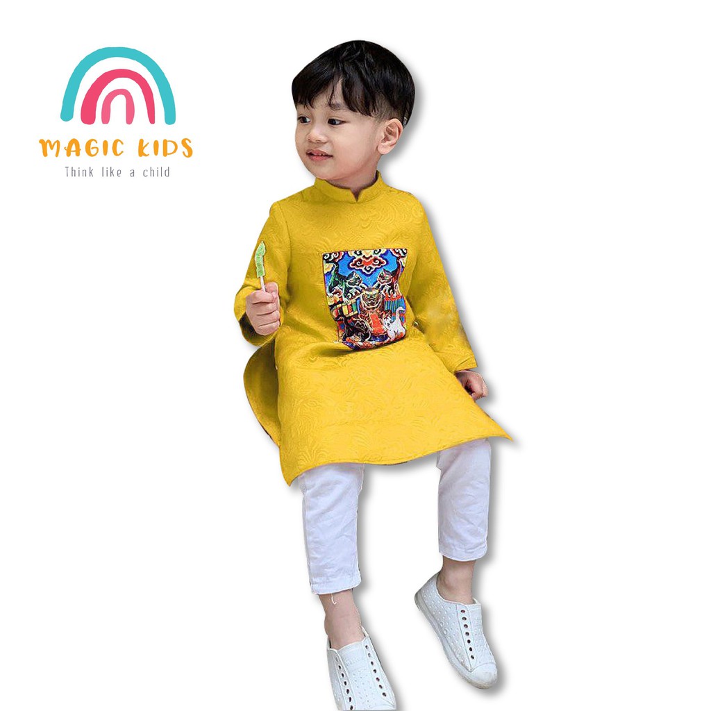 Áo dài gấm họa tiết ngũ hổ đón Tết cho bé yêu AD20002 - MAGICKIDS