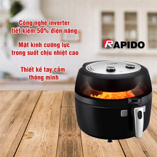 Nồi chiên không dầu Rapido 6.5 LÍT- hàng chính hãng-bảo hành toàn quốc