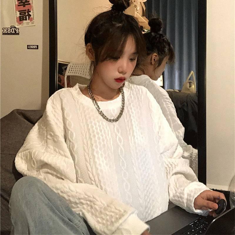 Áo khoác sweater tay dài dáng rộng thời trang xuân thu phong cách Hàn Quốc cho nữ